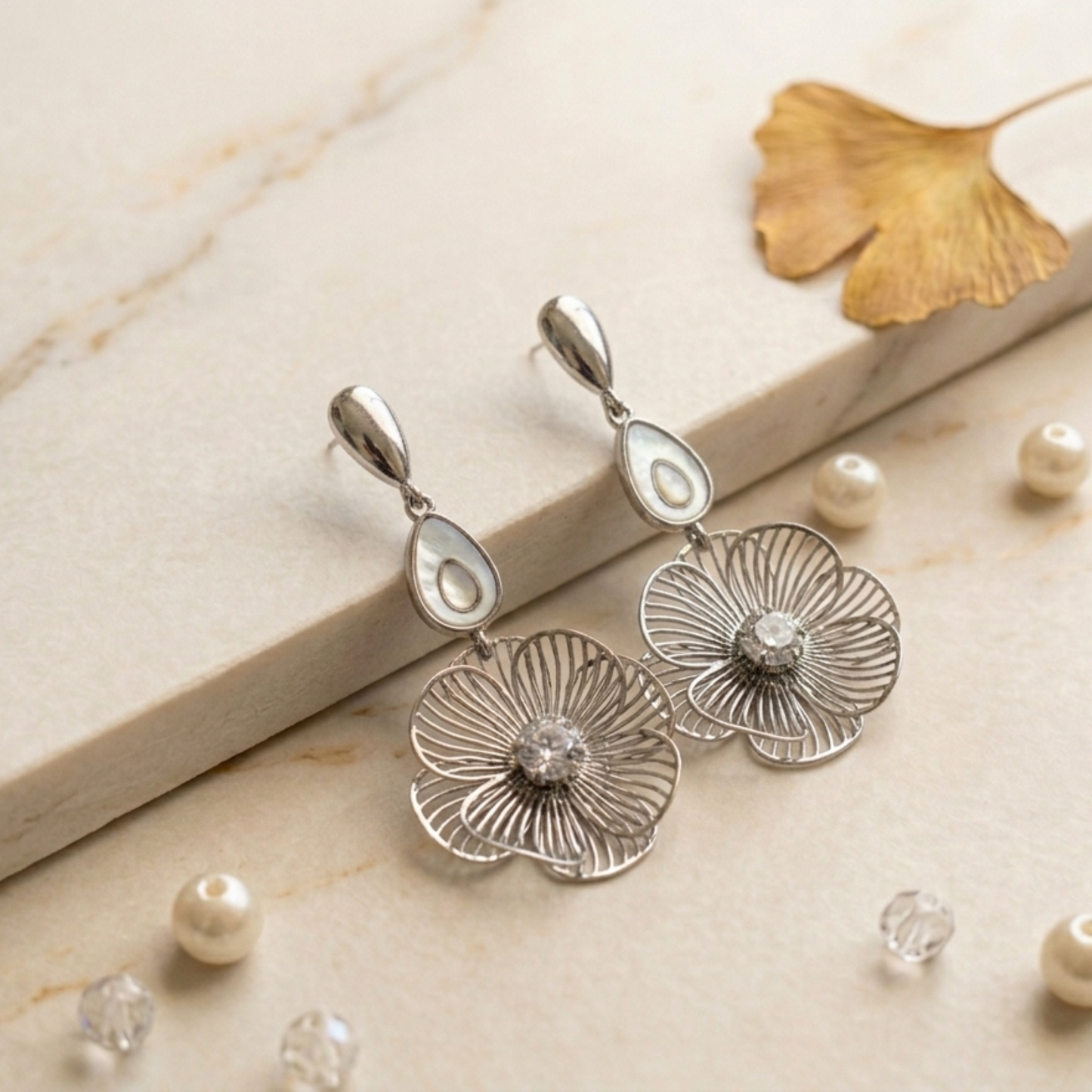 Pearl Bloom Silver Earrings