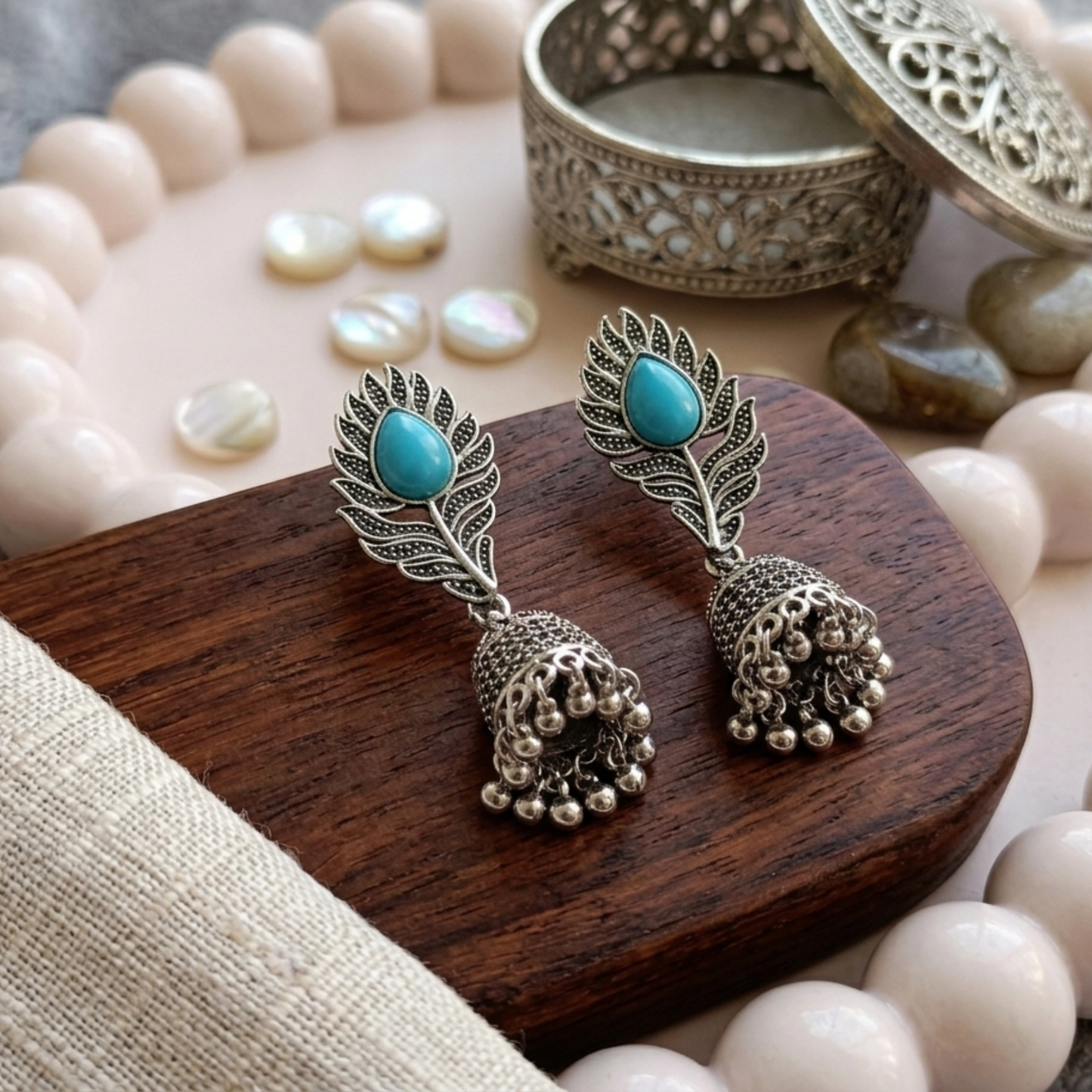 Peacock Leaf Jhumkas