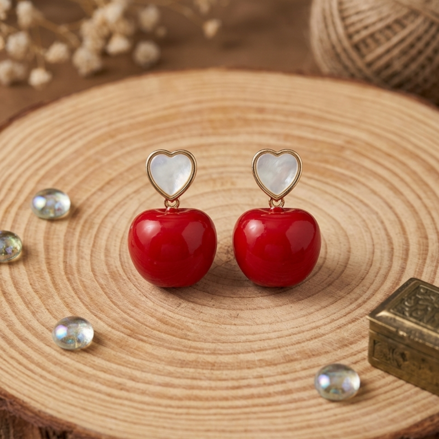 Red Heart Charm Earrings