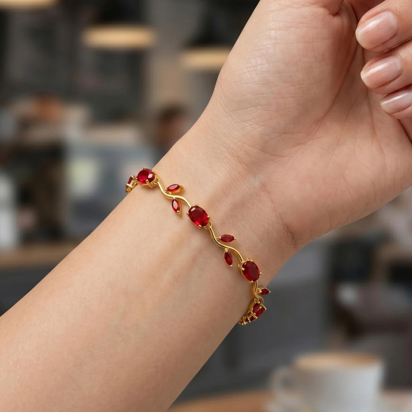 Ruby Bloom Vine Tulip Bracelet
