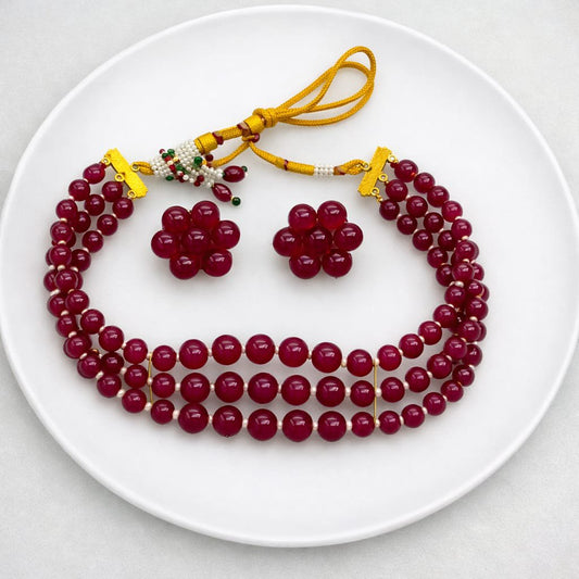 Royal Ruby Beads Necklace Set