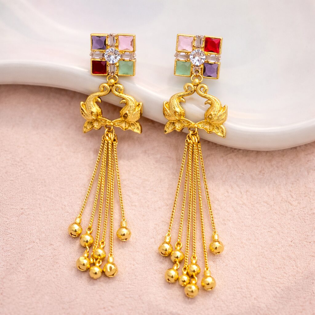 Royal Kashmiri Multicolor Kundan Tassel Earring