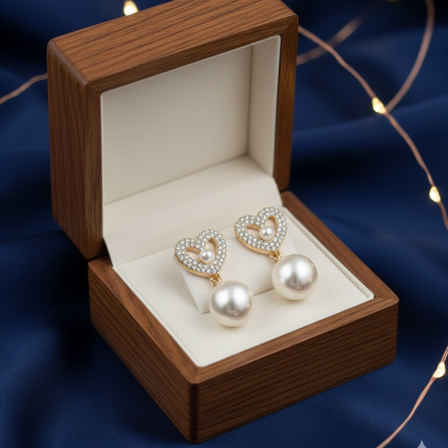 Pearl Heart Drop Earrings