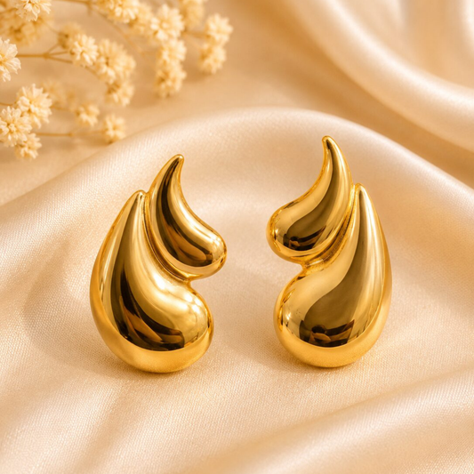 Molten Gold Curve Earrings