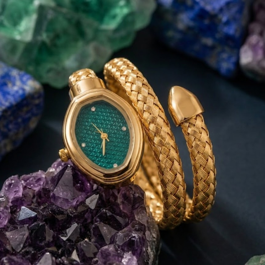 Gold-Tone Snake Wrap Bracelet Watch