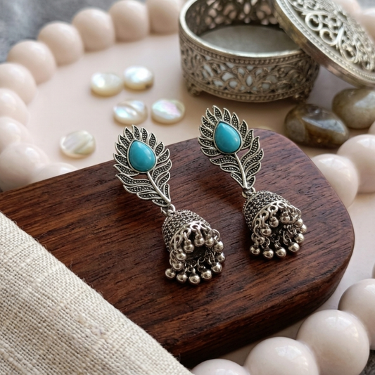 Peacock Leaf Jhumkas