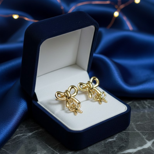 Golden Whisper Bow Earrings