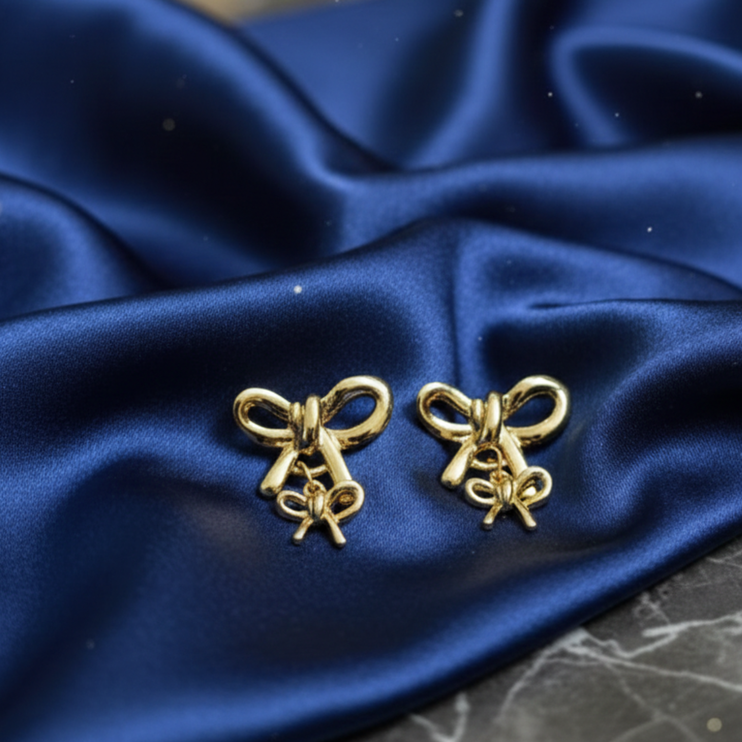 Golden Whisper Bow Earrings