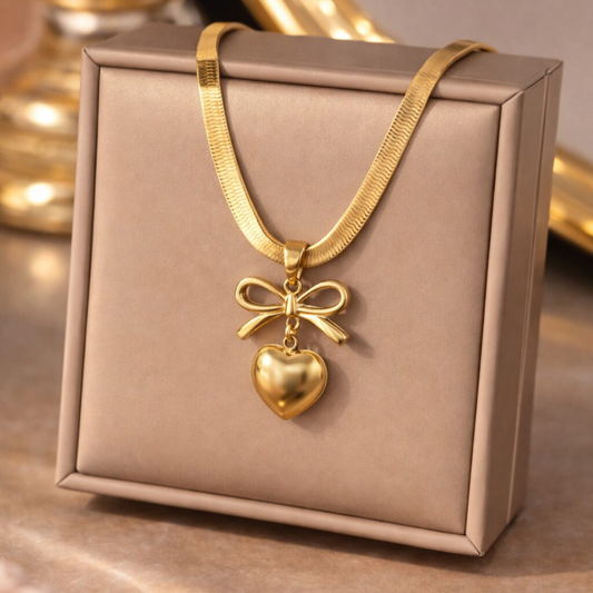 Sweet Love Bow Heart Pendant