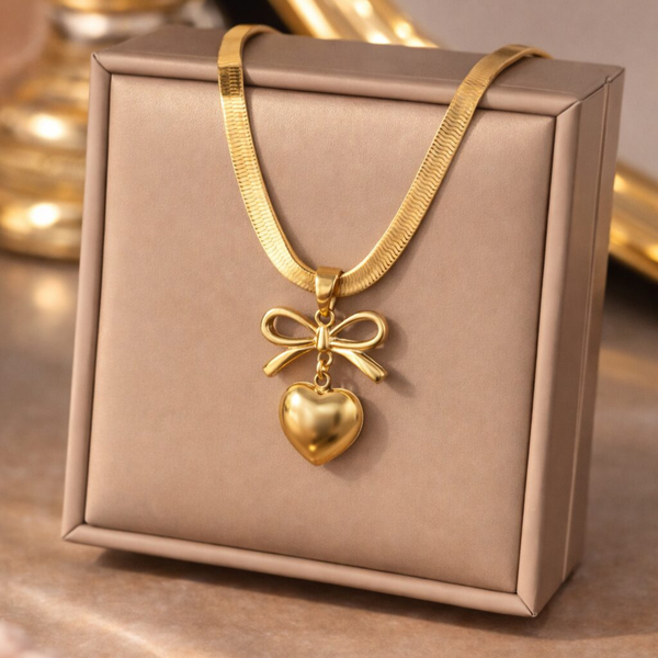 Sweet Love Bow Heart Pendant