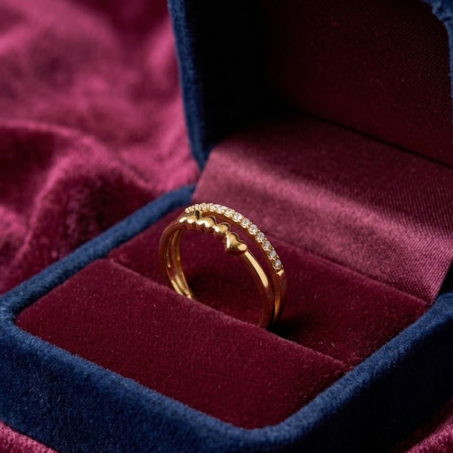 Golden Hearts Spark Ring
