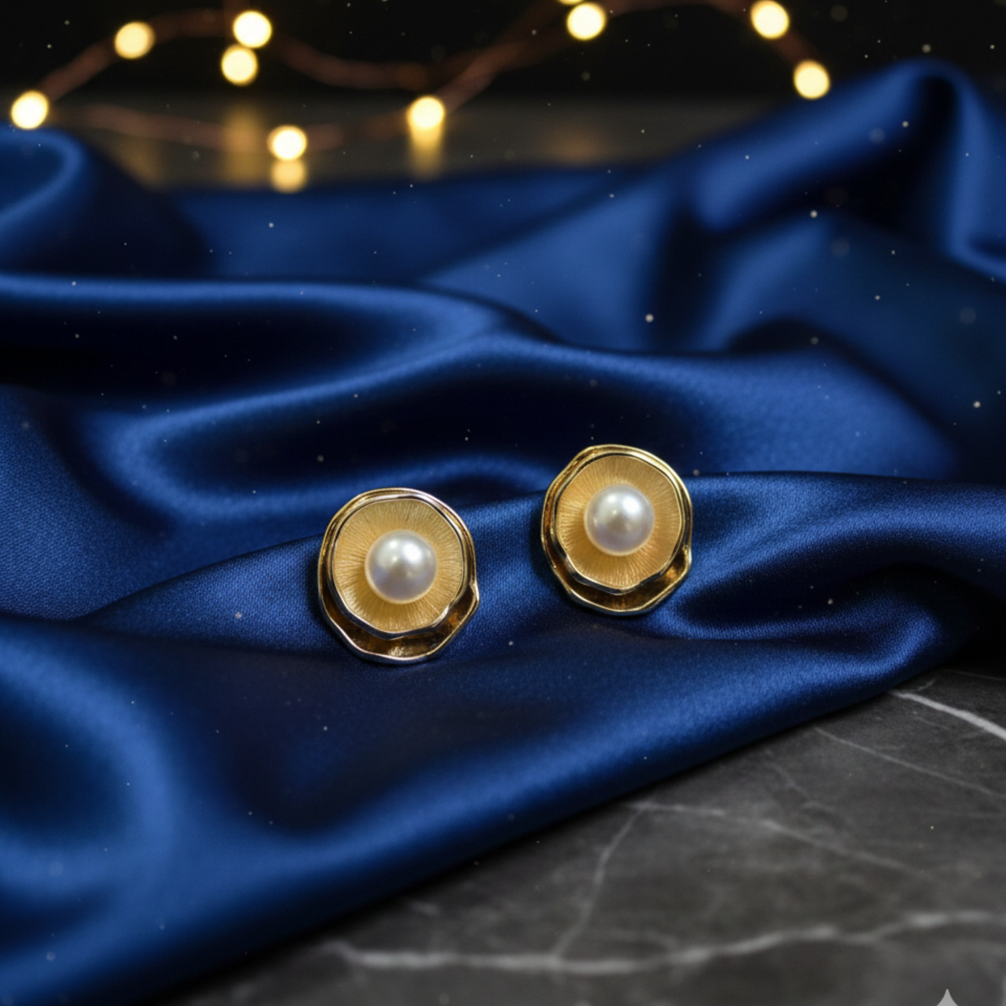 Golden Halo Pearl Earrings