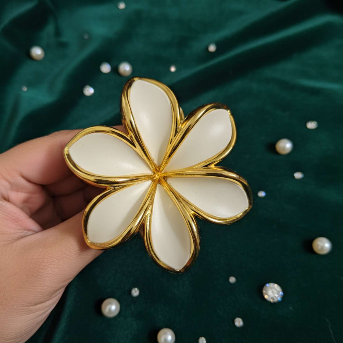 Golden Plumeria Flower Clip