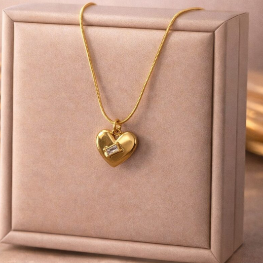 Golden Crystal Heart Pendant