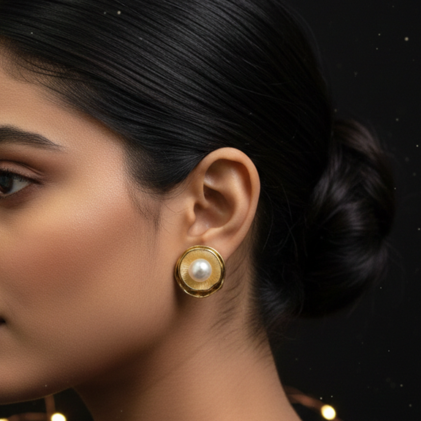 Golden Halo Pearl Earrings