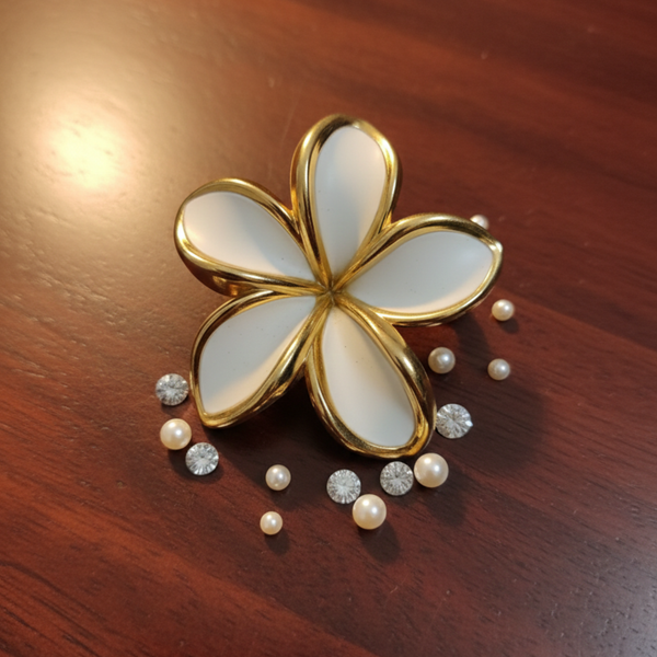 Golden Plumeria Flower Clip