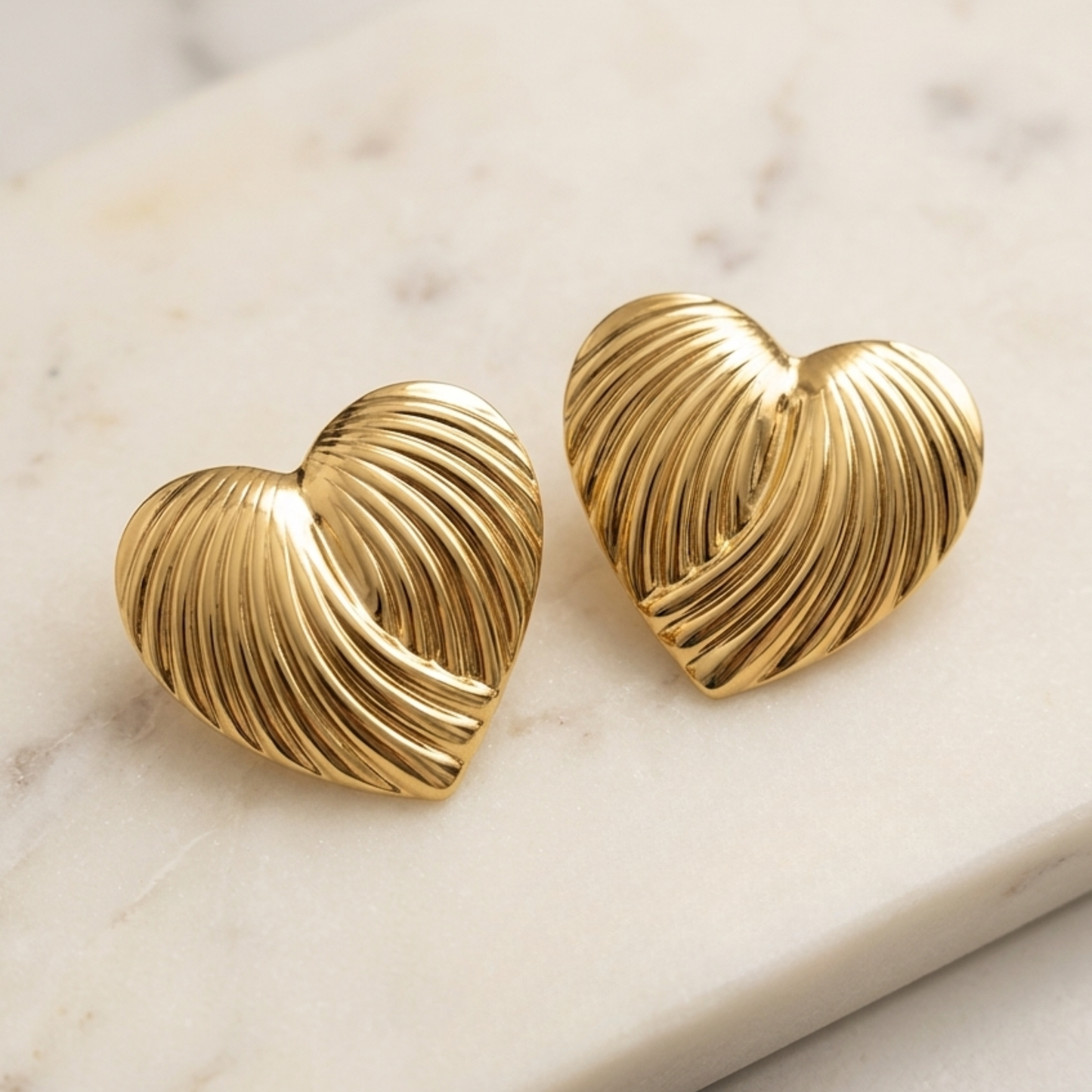 Golden Whisper Heart Studs