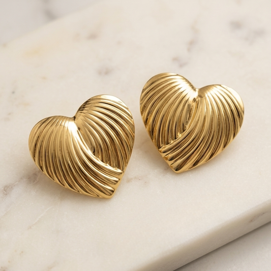 Golden Whisper Heart Studs