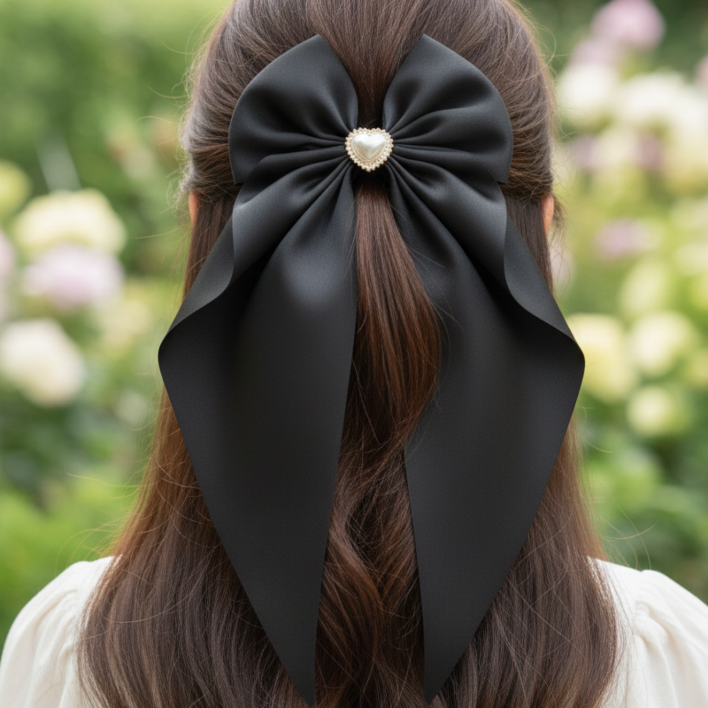 Black Velvet Heart Bow