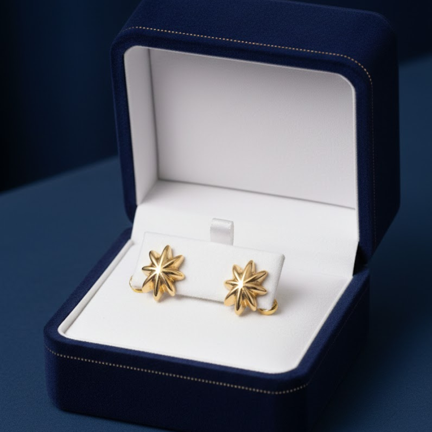 Gold Starburst Stud Earrings