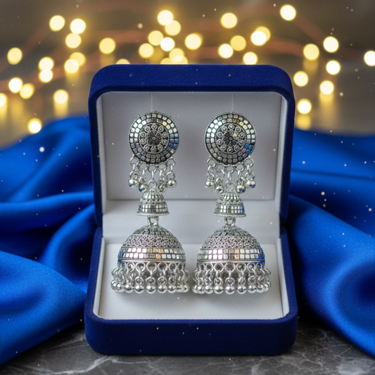 Silver Jhumkas Earrings