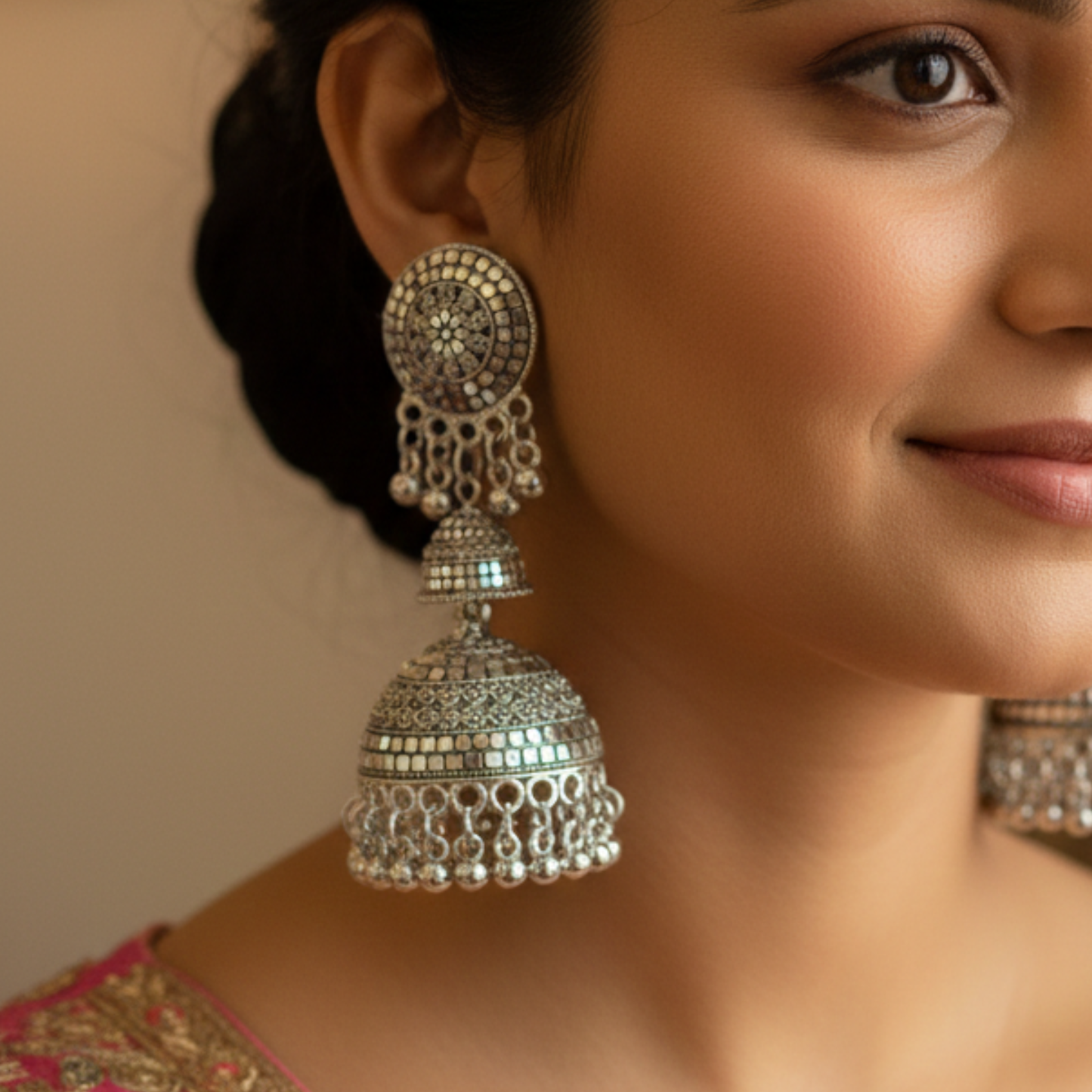 Silver Jhumkas Earrings