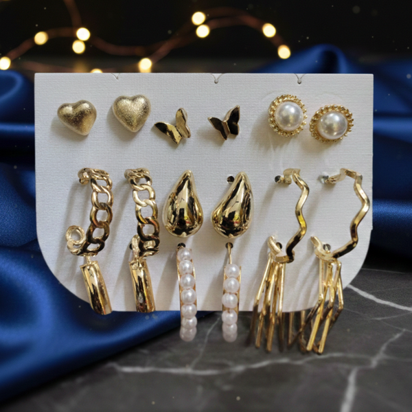 Golden Muse Stud & Hoop Set