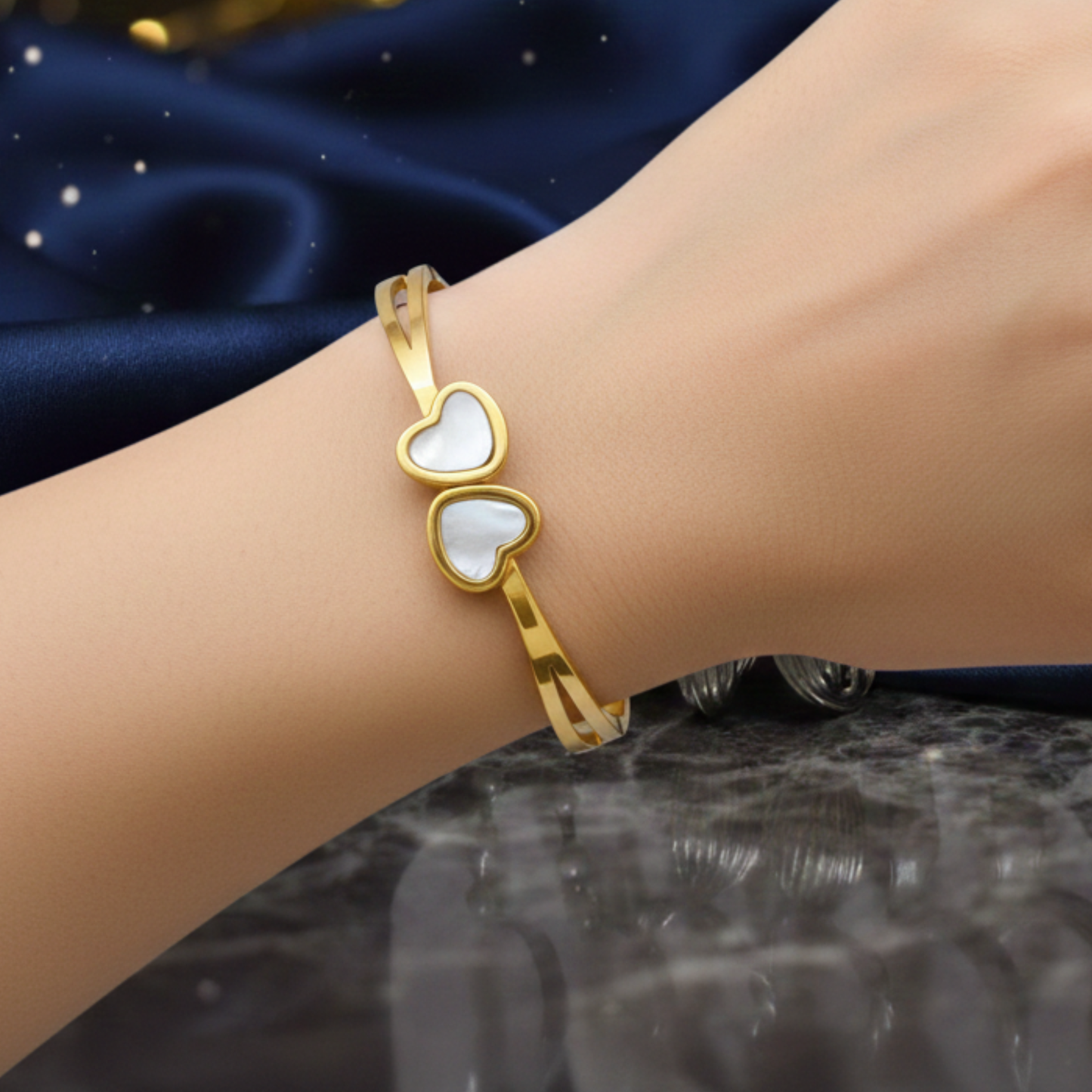 Dual Heart Gold Bracelet