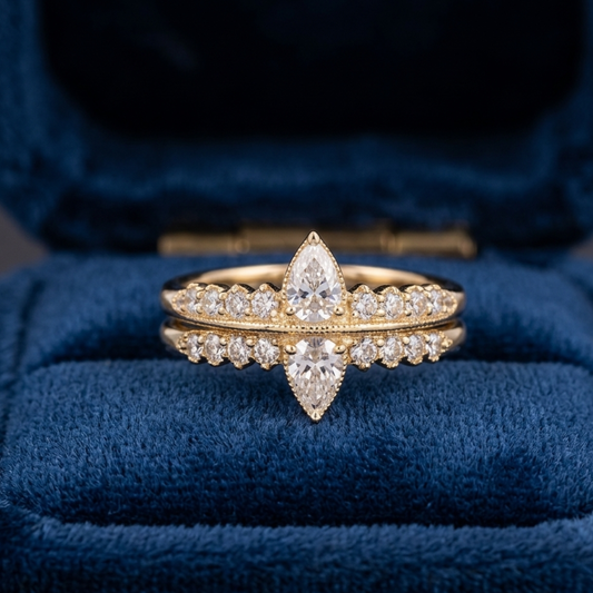 Golden Dewdrop Stack Ring