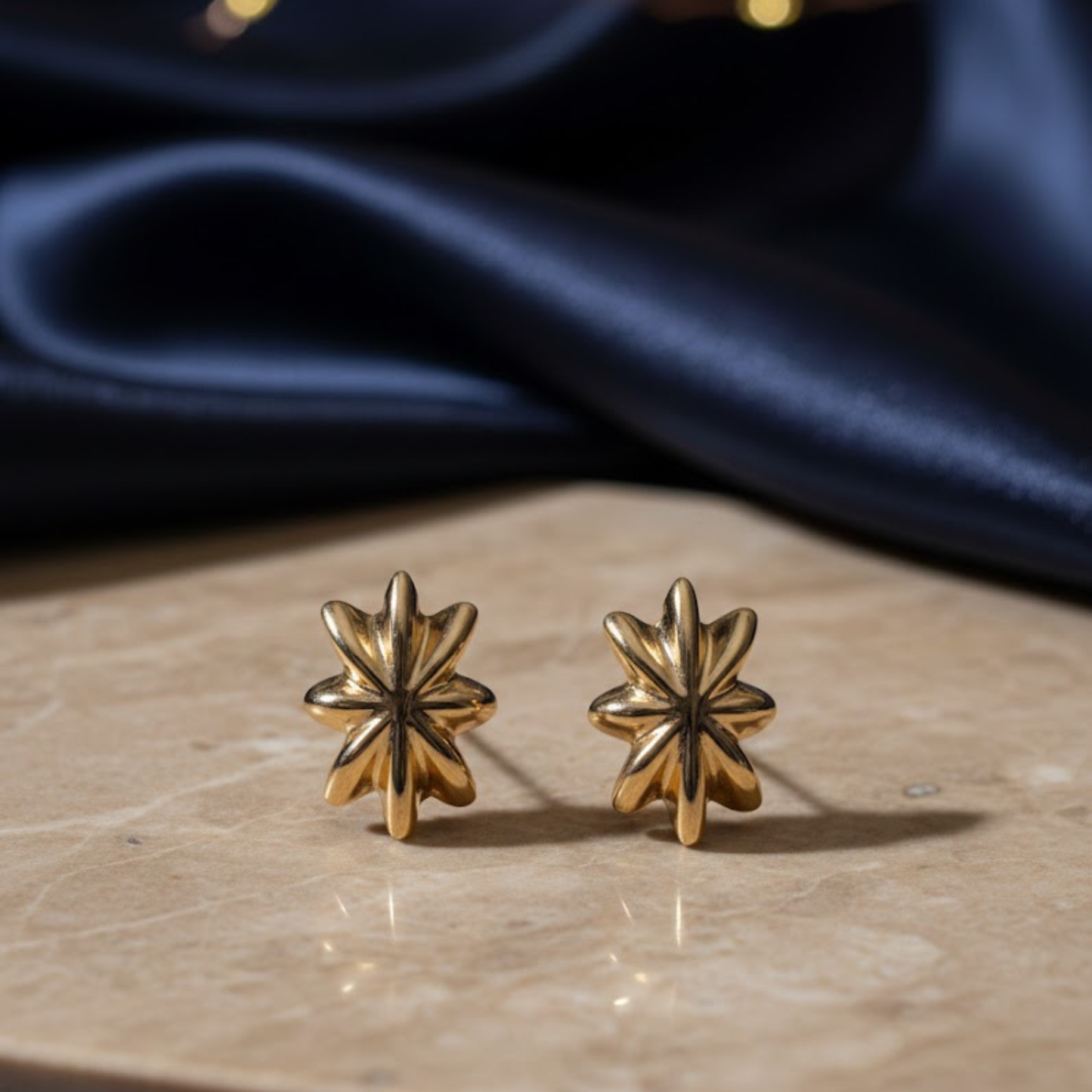 Gold Starburst Stud Earrings