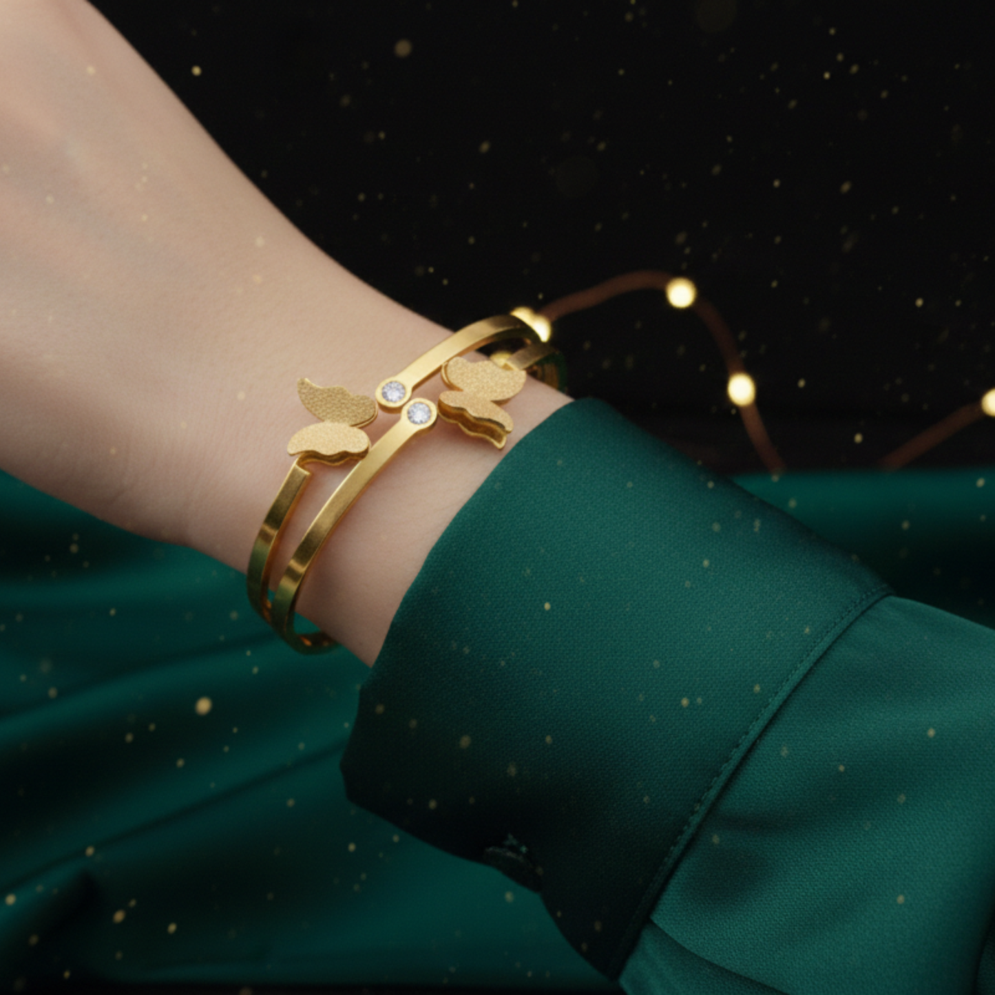 Golden Twin Butterfly Bracelet