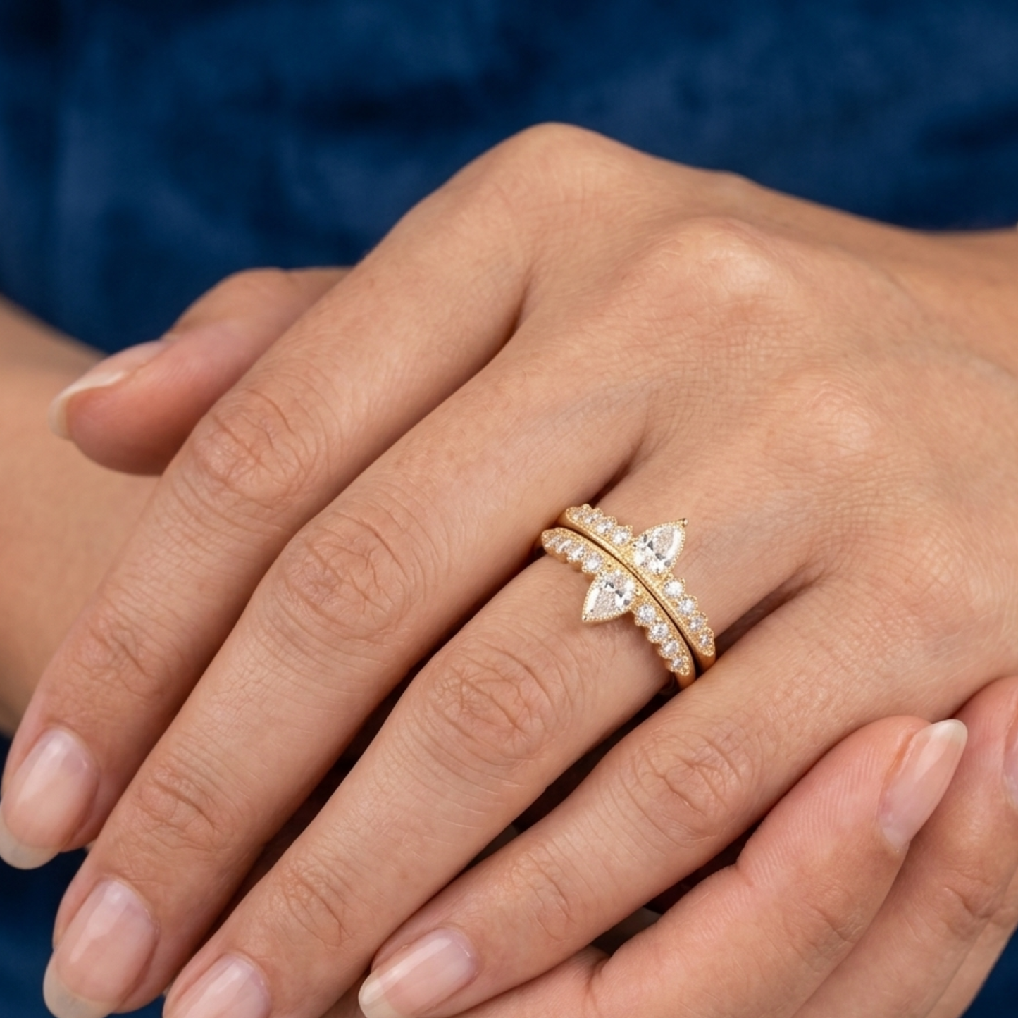 Golden Dewdrop Stack Ring