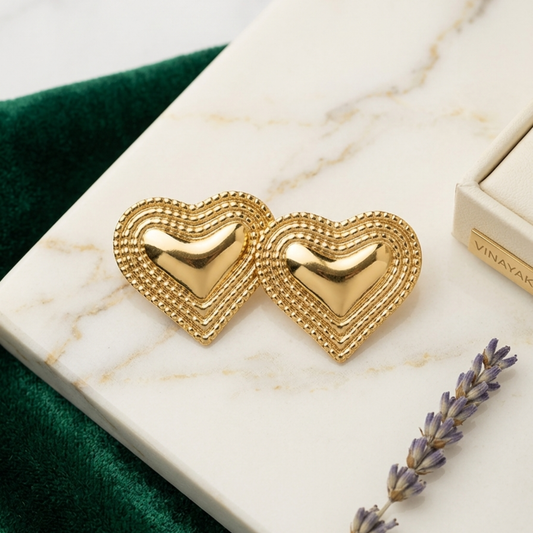 Classic Heart-Shaped Gold Stud Earrings