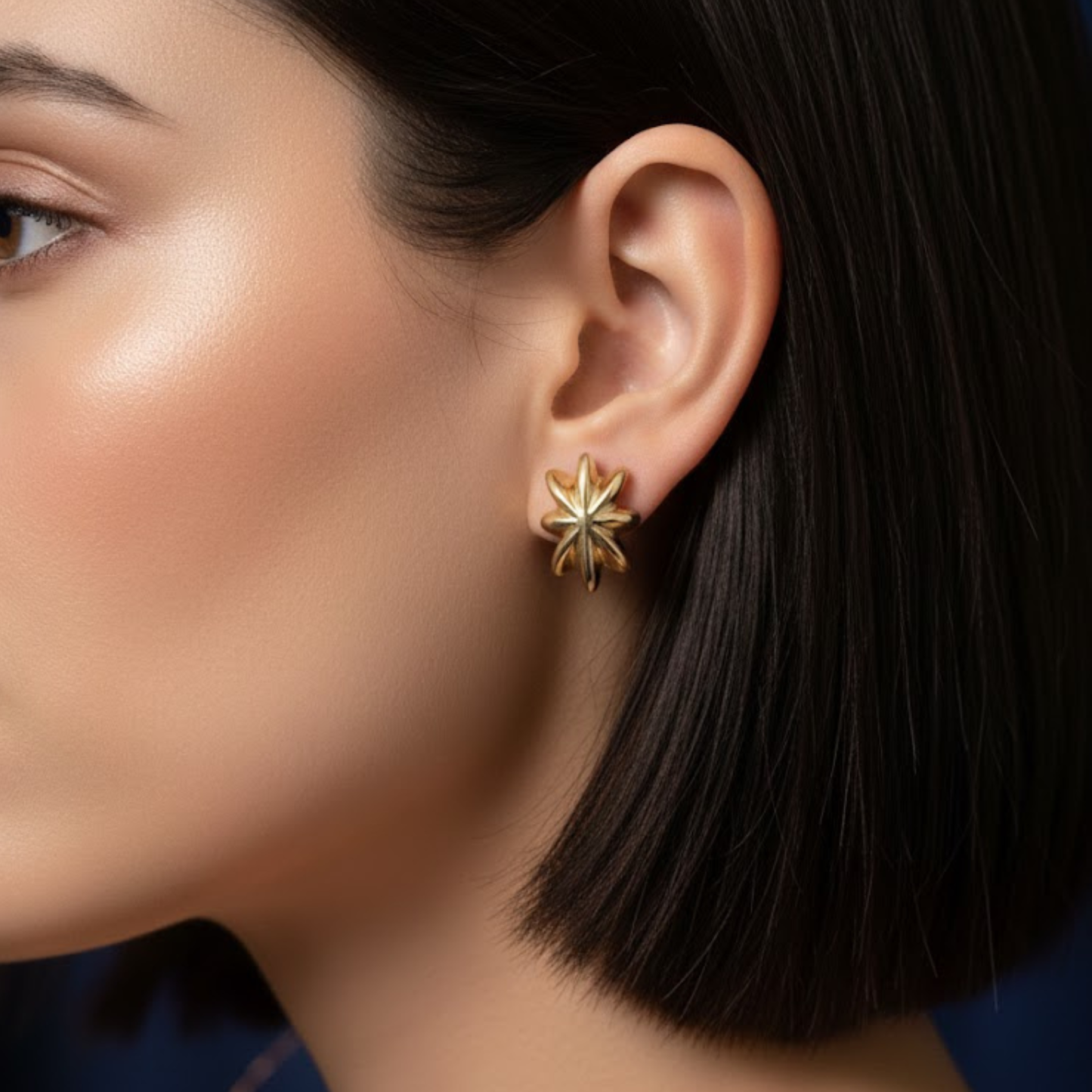 Gold Starburst Stud Earrings