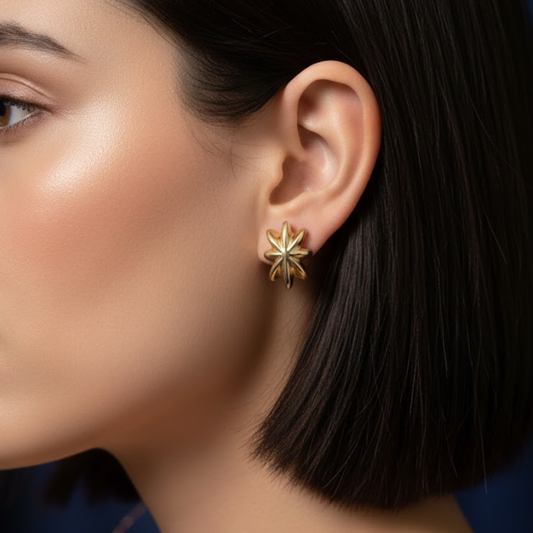 Gold Starburst Stud Earrings
