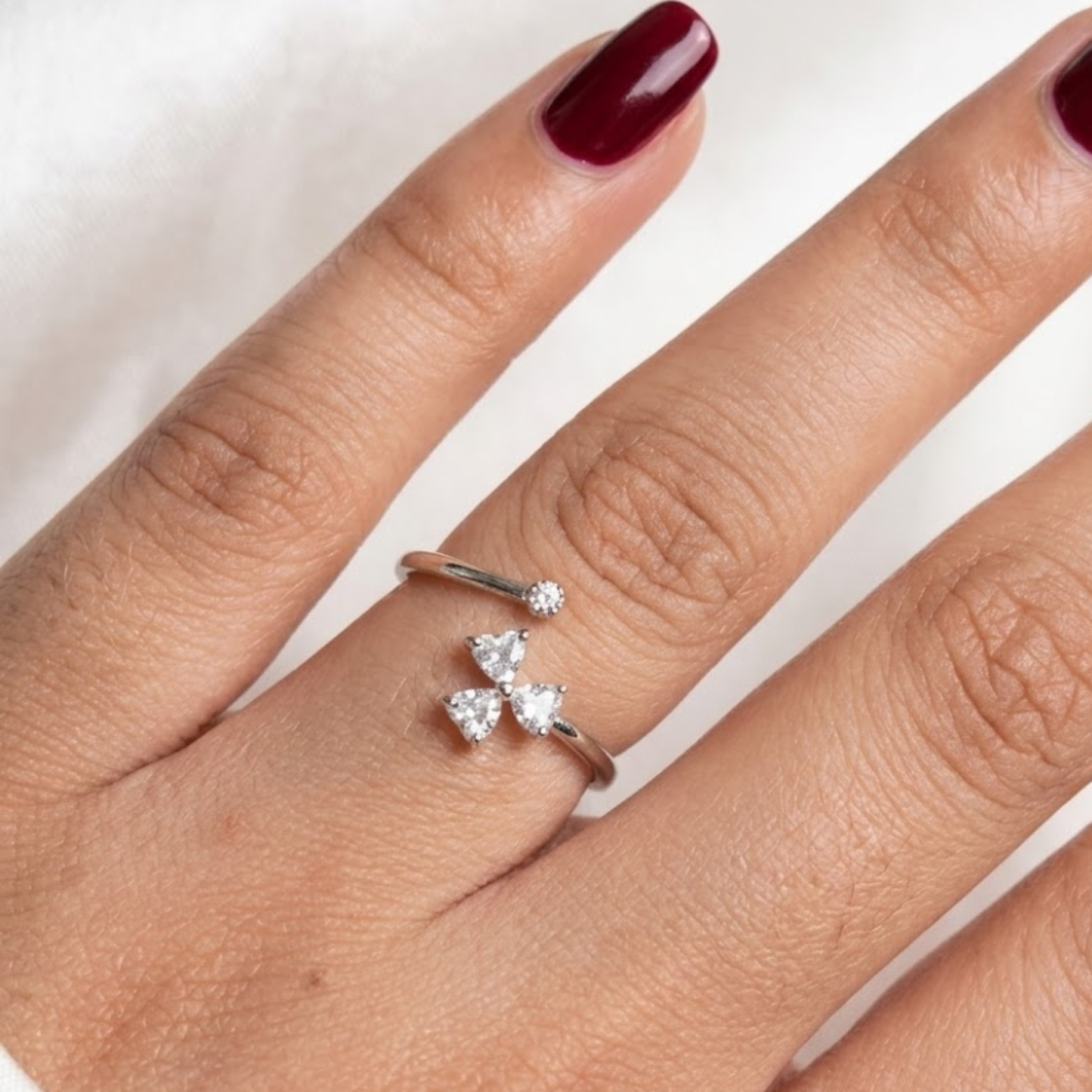 Open Cuff Ring with Trillion Stones