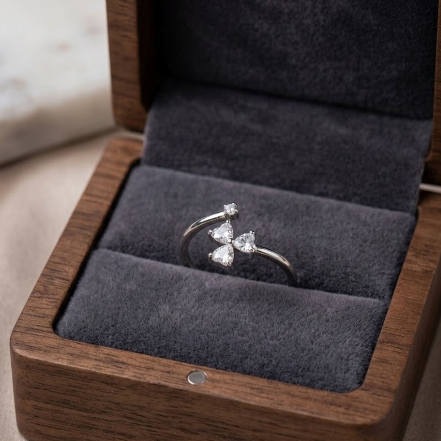 Open Cuff Ring with Trillion Stones