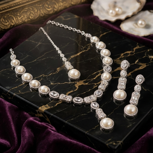 Regal Pearl Cascade Bridal Set
