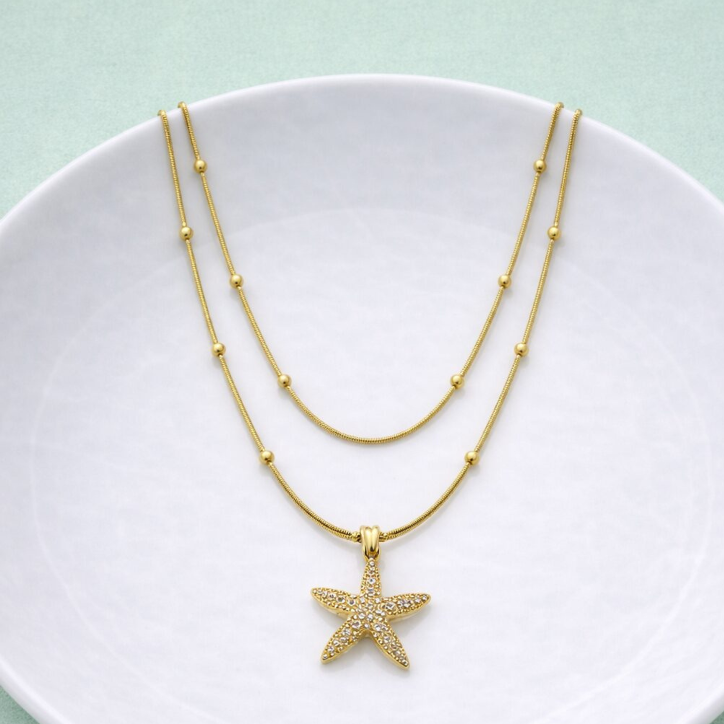 Gold Double-Layer Starfish Pendant